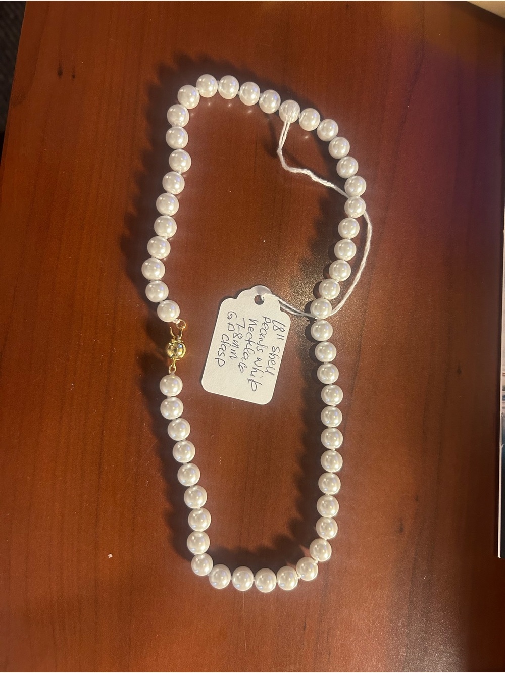 Classic White Pearl Necklace with Gold Clasp